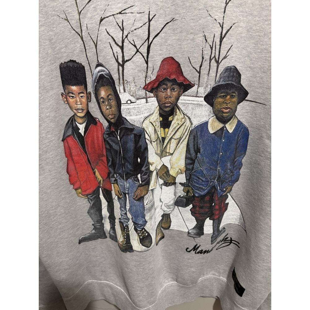 AKOO Grey Sweatshirt RAP LEGENDS As Children art by Manasseh - Juice - Tupac - L
